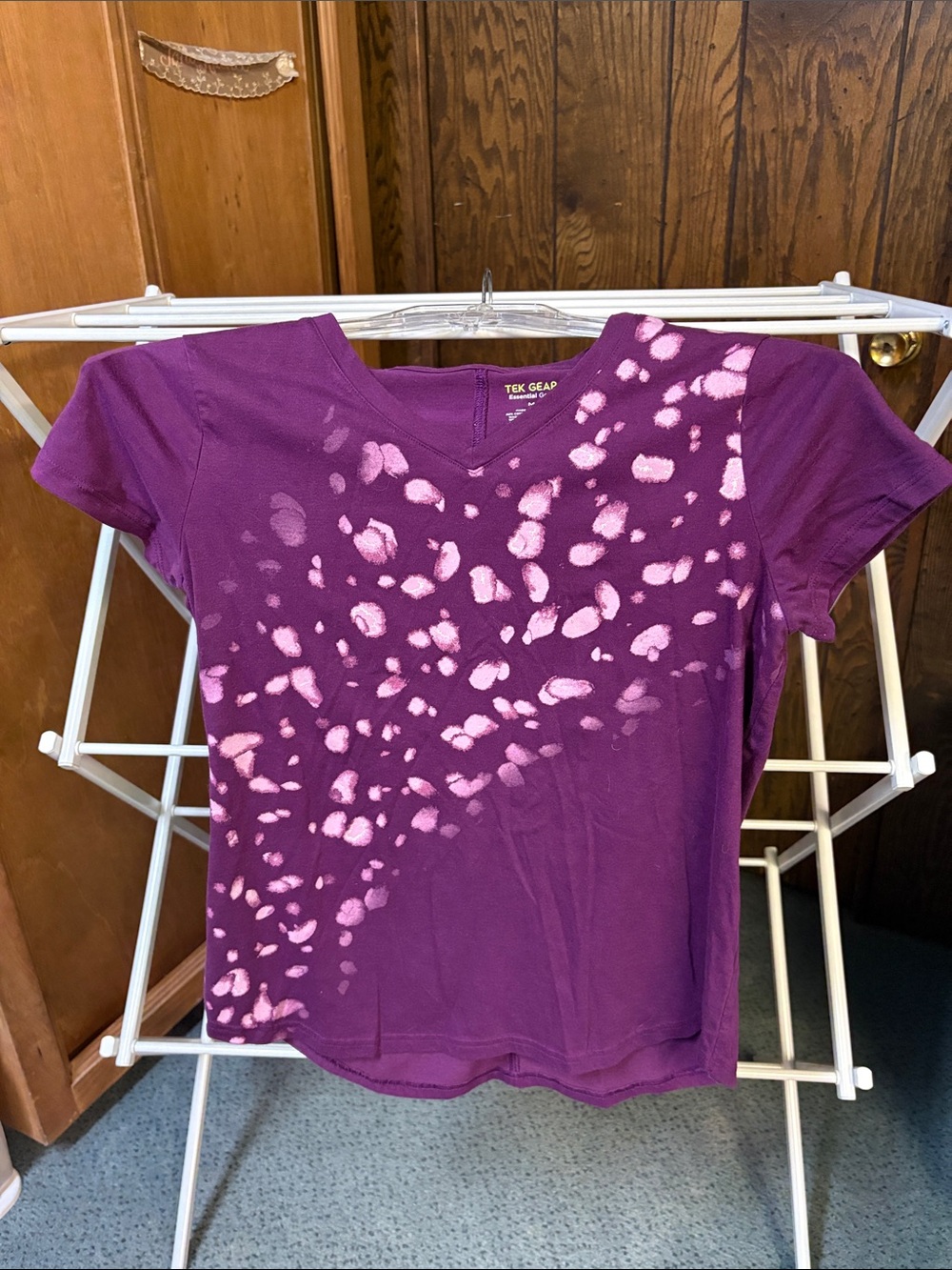 tek gear Purple Tie-Dye V-Neck Short Sleeve Tee